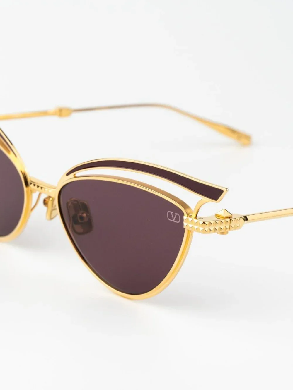 Valentino Women Sunglasses Titanium Gold Bordeaux Cat Eye V - GLASSLINER VLS-118